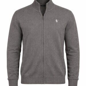 ⭐ U.S. Polo Assn. Men’s Gray Full Zip Sweater Jacket Size XL